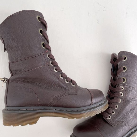 Dr. Martens Brown Leather Aimilie Lace Up Fold Over Boots Triumph Women's Size 6 - Picture 8 of 12